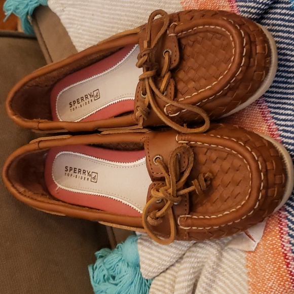 Sperry Women’s Topsiders Braided Woven Leather Loafers Flats Boat Shoe Brown 6.5 - Picture 2 of 9